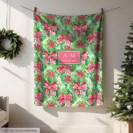 Elegant green and pink watercolor preppy blanket fleece deken
