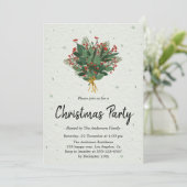 Elegant Green and Red Botanical Christmas Party Kaart (Staand voorkant)