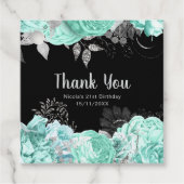 Elegant Green and Silver Flowers Birthday Party Bedankjes Labels (Voorkant)