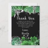 Elegant Green and Silver Flowers Birthday Party  Bedankkaart (Voorkant)