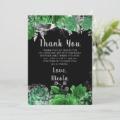 Elegant Green and Silver Flowers Birthday Party  Bedankkaart (Staand voorkant)