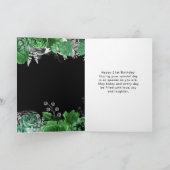 Elegant Green and Silver Flowers Birthday Party  Kaart (Binnen)