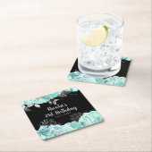 Elegant Green and Silver Flowers Birthday Party Kartonnen Onderzetters (Insitu)