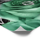 Elegant Green and Silver Flowers Birthday Party  Poster (Hoek)