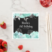 Elegant Green and Silver Flowers Birthday Party Servet (Insitu)