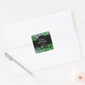 Elegant Green and Silver Flowers Birthday Party  Vierkante Sticker (Envelop)