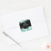 Elegant Green and Silver Flowers Sweet Sixteen Vierkante Sticker (Envelop)