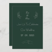 Elegant Green And White Floral Simple Invitation Kaart (Voorkant / Achterkant)