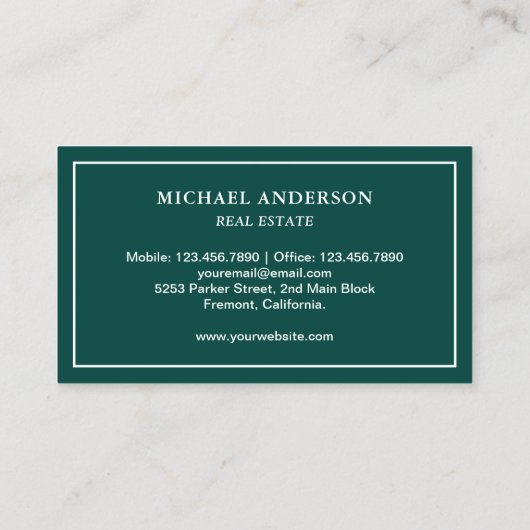 Elegant Green Antiek Key Real Estate Visitekaartje (Achterkant)