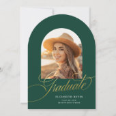 Elegant Green Arch Foto Afstuderen Aankondiging (Voorkant)