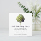 Elegant Green Artichoke BIrthday Uitnodiging (Staand voorkant)