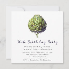 Elegant Green Artichoke BIrthday Uitnodiging