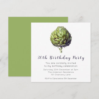Elegant Green Artichoke BIrthday Uitnodiging