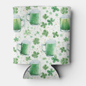 Elegant Green Beer Mugs and Shamrocks White Blikjeskoeler (Voorkant)