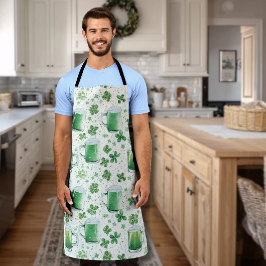 Elegant Green Beer Mugs and Shamrocks White Schort