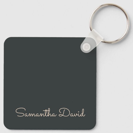 Elegant Green Beige gepersonaliseerd Sleutelhanger (Achterkant)