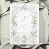 Elegant Green Birds Bridal Shower Kaart