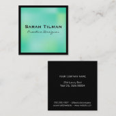 Elegant Green/Black Border Vierkante Visitekaartje (Voorkant / Achterkant)