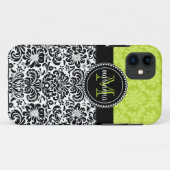 Elegant Green Black Damask gepersonaliseerd Case-Mate iPhone Case (Achterkant (horizontaal))