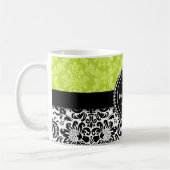 Elegant Green Black Damask gepersonaliseerd Koffiemok (Links)