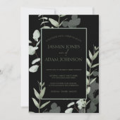 Elegant Green Black Eucalyptus Weddenschap Kaart (Voorkant)