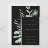Elegant Green Black Eucalyptus Weddenschap Kaart (Voorkant)