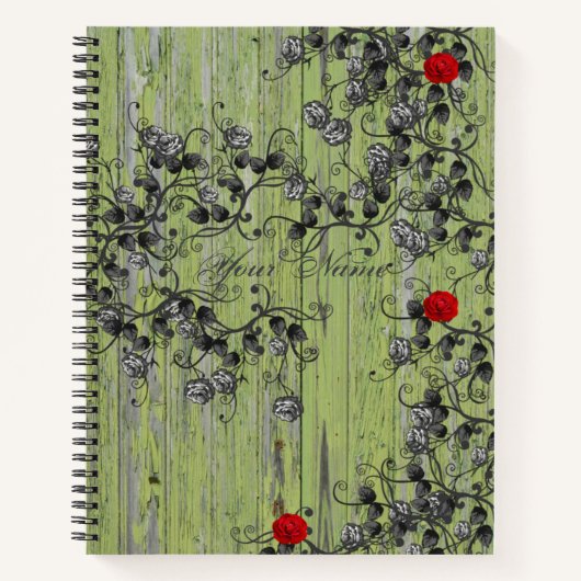 Elegant Green Black Floral Notitieboek (Voorkant)