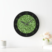 Elegant Green Black Glitter Glam Sparkle Chic Grote Klok (Huis)