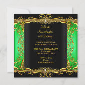 Elegant Green Black Gold Birthday Kaart (Achterkant)