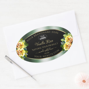 Elegant Green Black Product Label Geel roze Logo