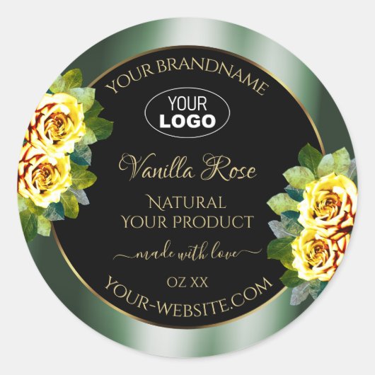 Elegant Green Black Product Label Geel roze Logo (Voorkant)