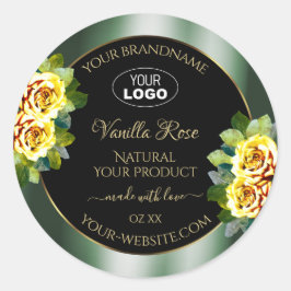 Elegant Green Black Product Label Geel roze Logo