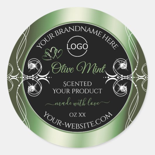 Elegant Green Black Product Labels juwelen en Logo (Voorkant)