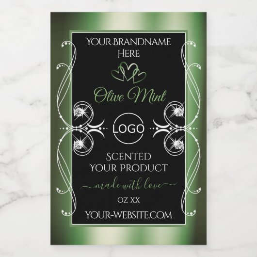 Elegant Green Black Product Labels juwelen en Logo Voedselcontainer Etiket (Enkel label)