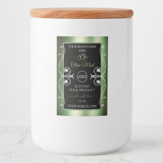 Elegant Green Black Product Labels juwelen en Logo Voedselcontainer Etiket (Voorkant)
