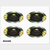 Elegant Green Black Product Labels Yellow Roses (Vel)