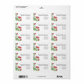 Elegant green blad red flower address name etiket (Full Sheet)