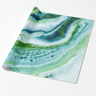 Elegant GREEN BLAUW WITTE TEXTUUR Cadeaupapier