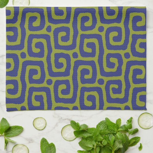 Elegant Green &blue Abstract pattern Theedoek (Gevouwen)