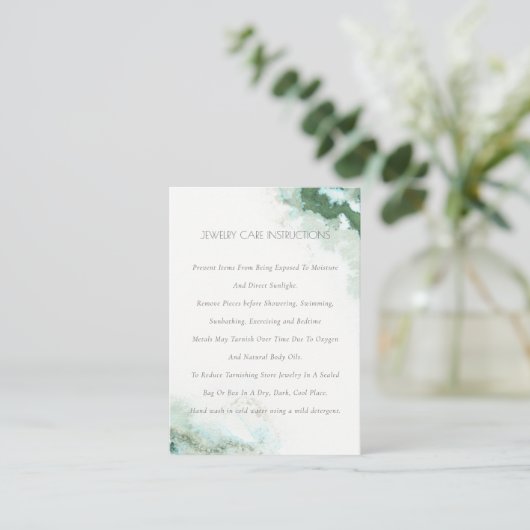 Elegant Green Blue Agate Waterverf Jewelcare Visitekaartje (Staand voorkant)