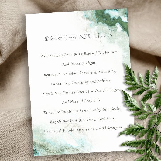 Elegant Green Blue Agate Waterverf Jewelcare Visitekaartje