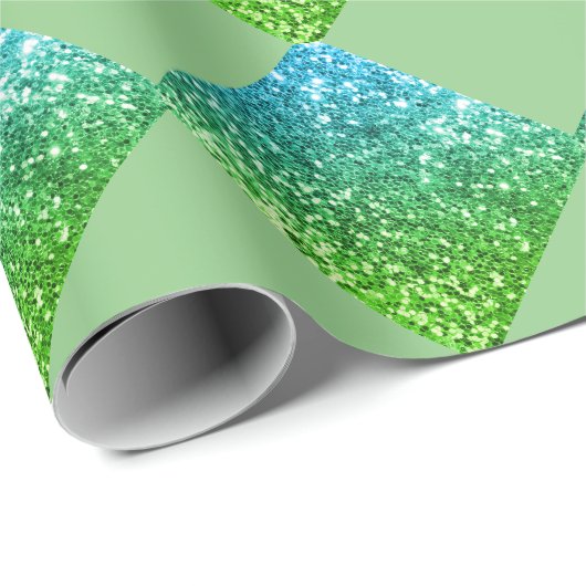 Elegant Green Blue Glitter Abstract Chic Cadeaupapier (Rol Hoek)