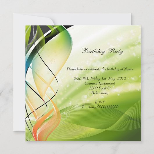 Elegant Green Blue Gold Birthday Champagne Kaart (Achterkant)