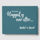 Elegant Green Blue Leaves Modern Wedding Gastenboek (Achterkant)