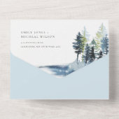 Elegant Green Blue Pine Bossen Forest Vods Weddens All In One Uitnodiging (Achterkant)