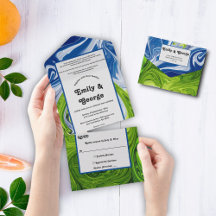 Elegant Green Blue Sky Landscape Abstract Weddensc