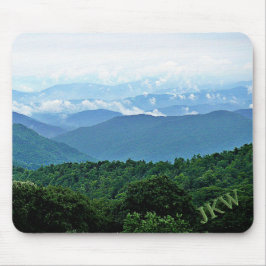 Elegant Green Blue Smoky Mountains Photo Monogram Muismat