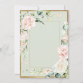 Elegant Green Blush Floral Wedding Invitation Kaart (Achterkant)