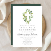 Elegant Green Botanical Cross First Community Kaart