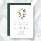 Elegant Green Botanical Cross First Community Kaart